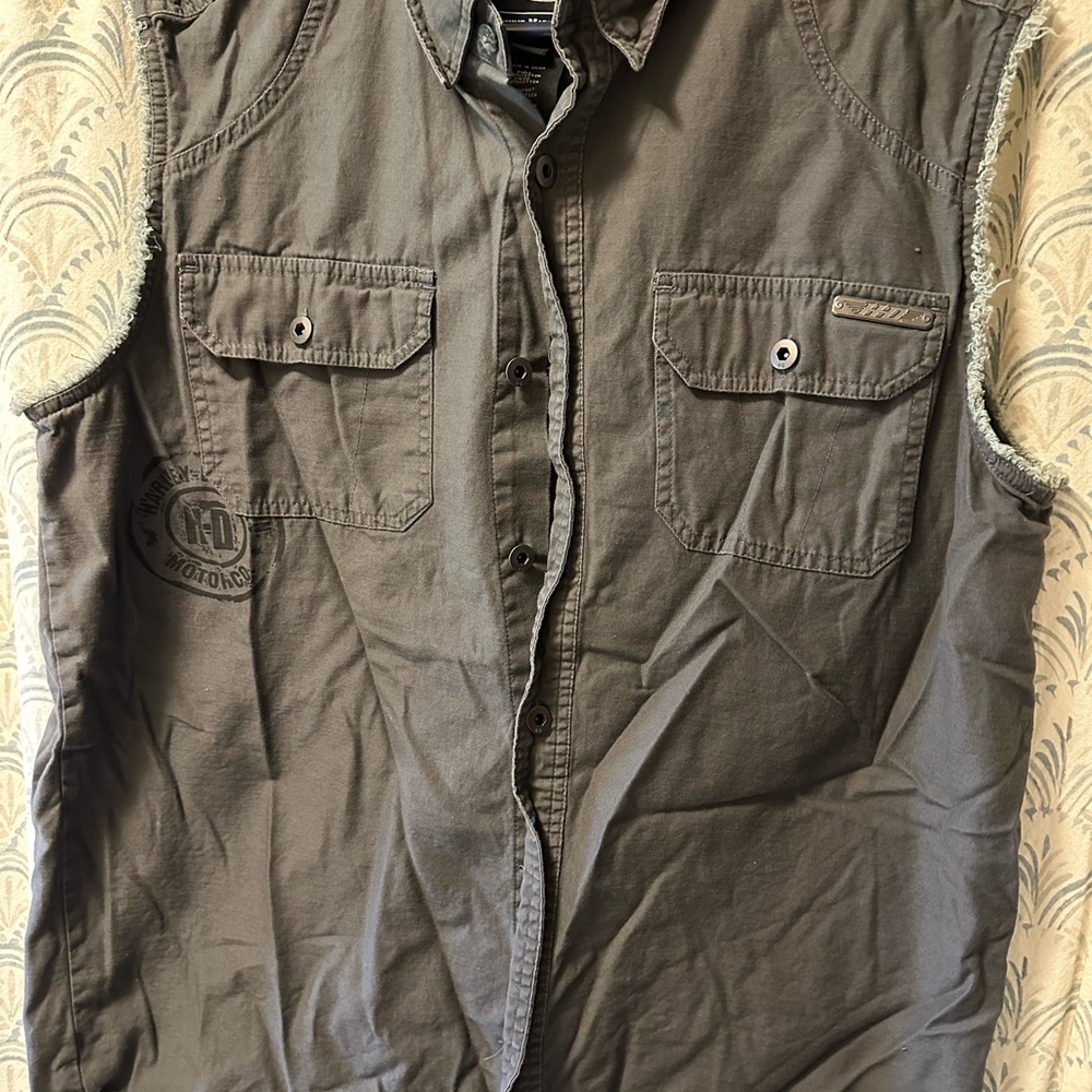 Sleeveless Button-Up Shirt Harley Davidson